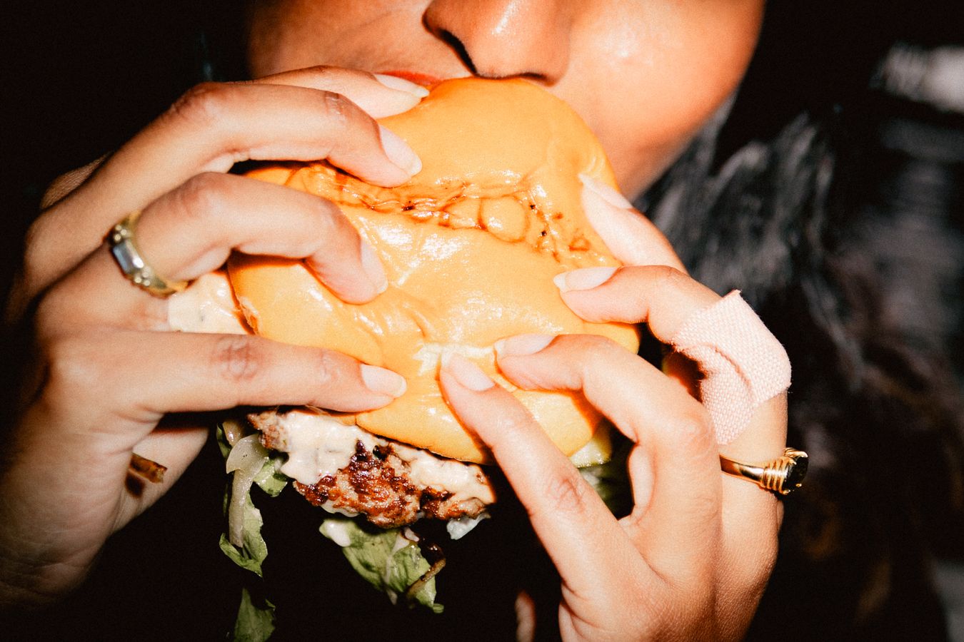 Close up of a Pacho's smash burger