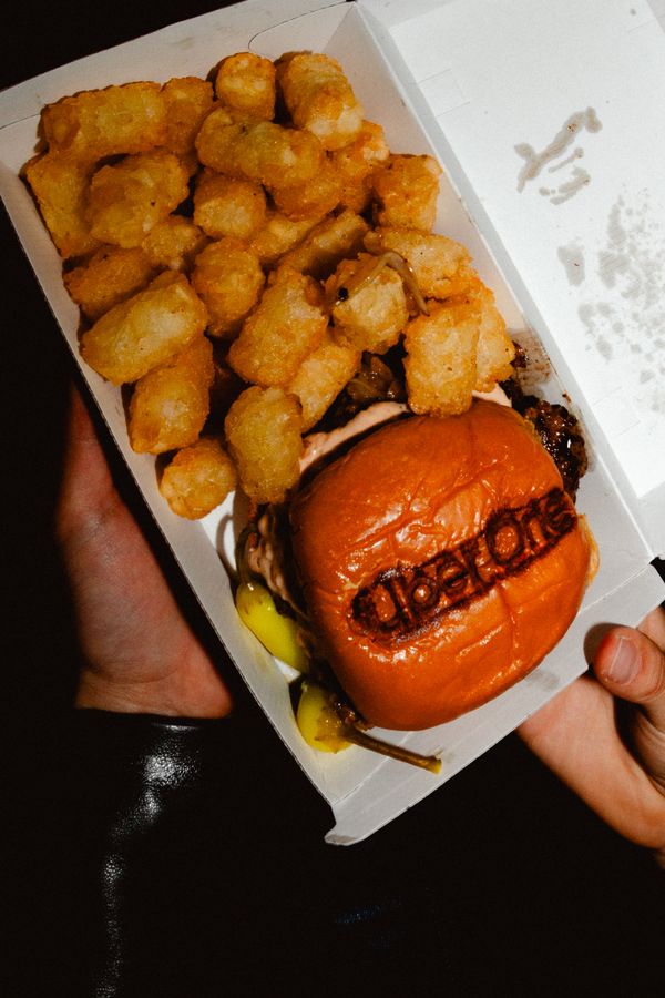 Tots and a burger in the box